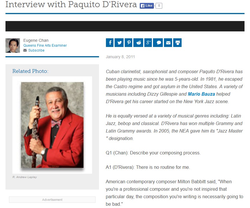 Interview mit Paquito D'Rivera